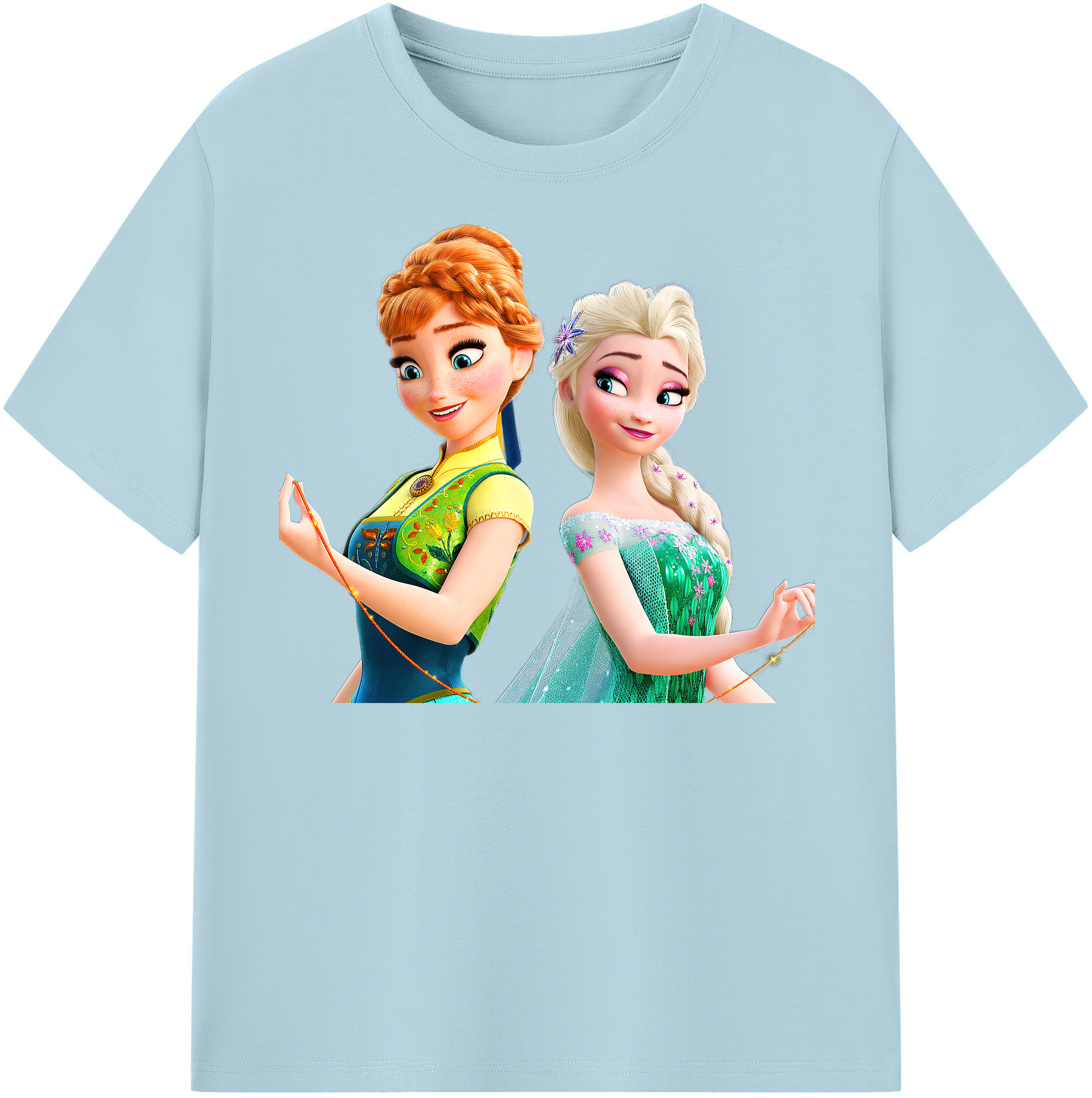 （画像用） アナと雪の女王 アンナ エルサ Frozen Anna Elsa 綿100％半袖Tシャツ（フロントプリント）